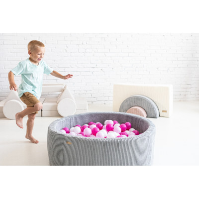 Piscine à balles ronde en velours côtelé avec 200 balles  ⌀90 cm